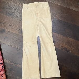 Gucci Tan Leather Flare Jeans